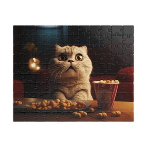 Whiskers & Whodunnit: Scottish Fold Cat Movie Night Puzzle for Kids (110, 252, 500, 1014-piece)