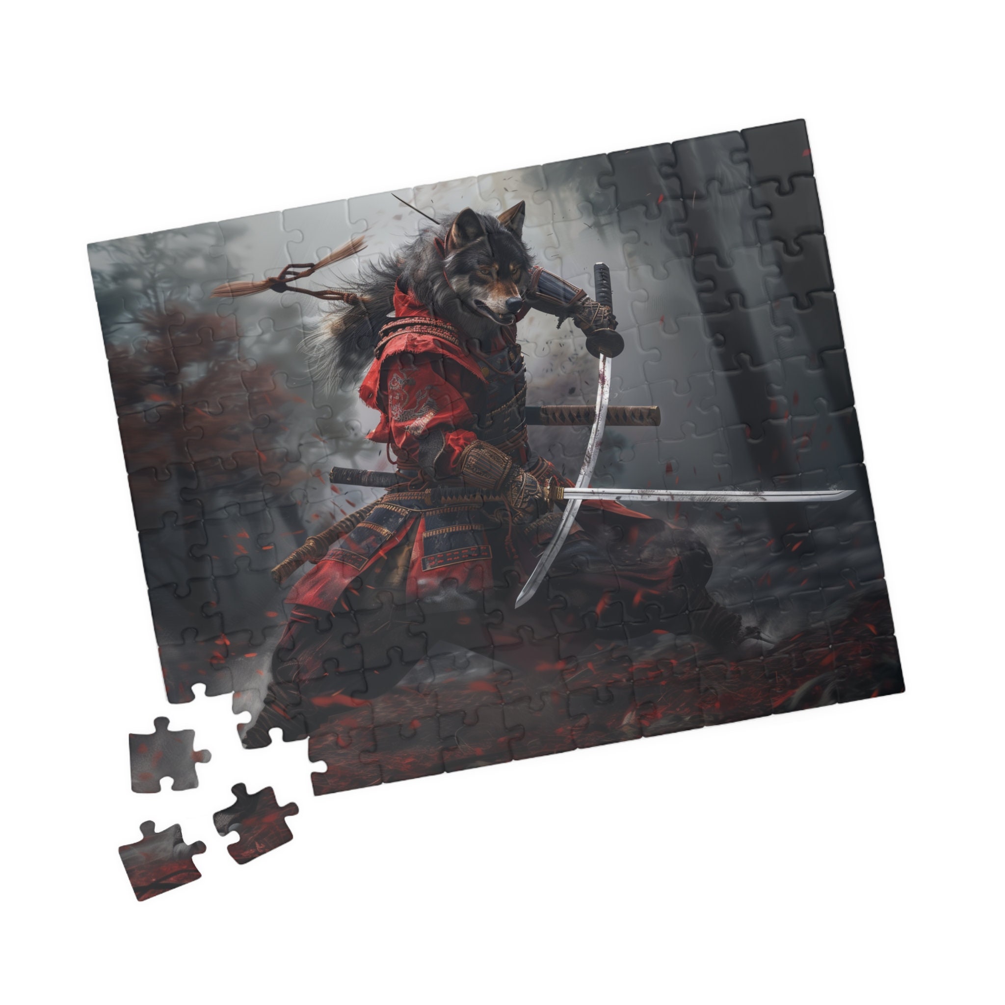 Autumn Warrior: Samurai Wolf With Dual Katanas Puzzle (110