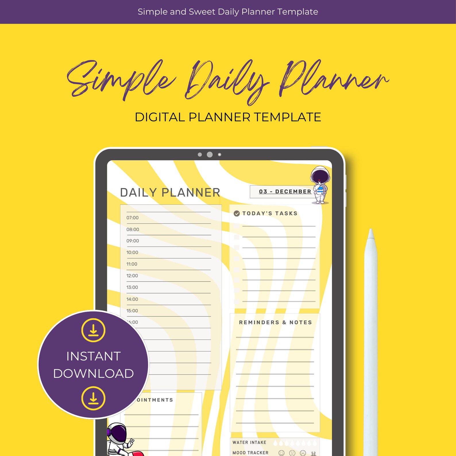 Digital Planner Astronaut Themed Planner Minimalist Planner Etsy