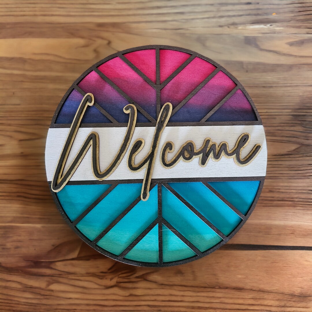 Handmade Welcome Sign, Colorful Wall Decor, 10 Inch - Etsy