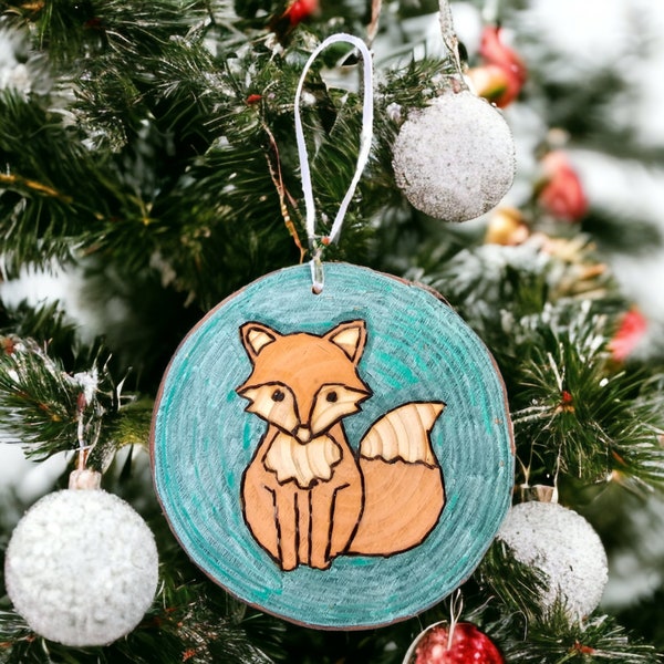 Woodburned Fox ornament