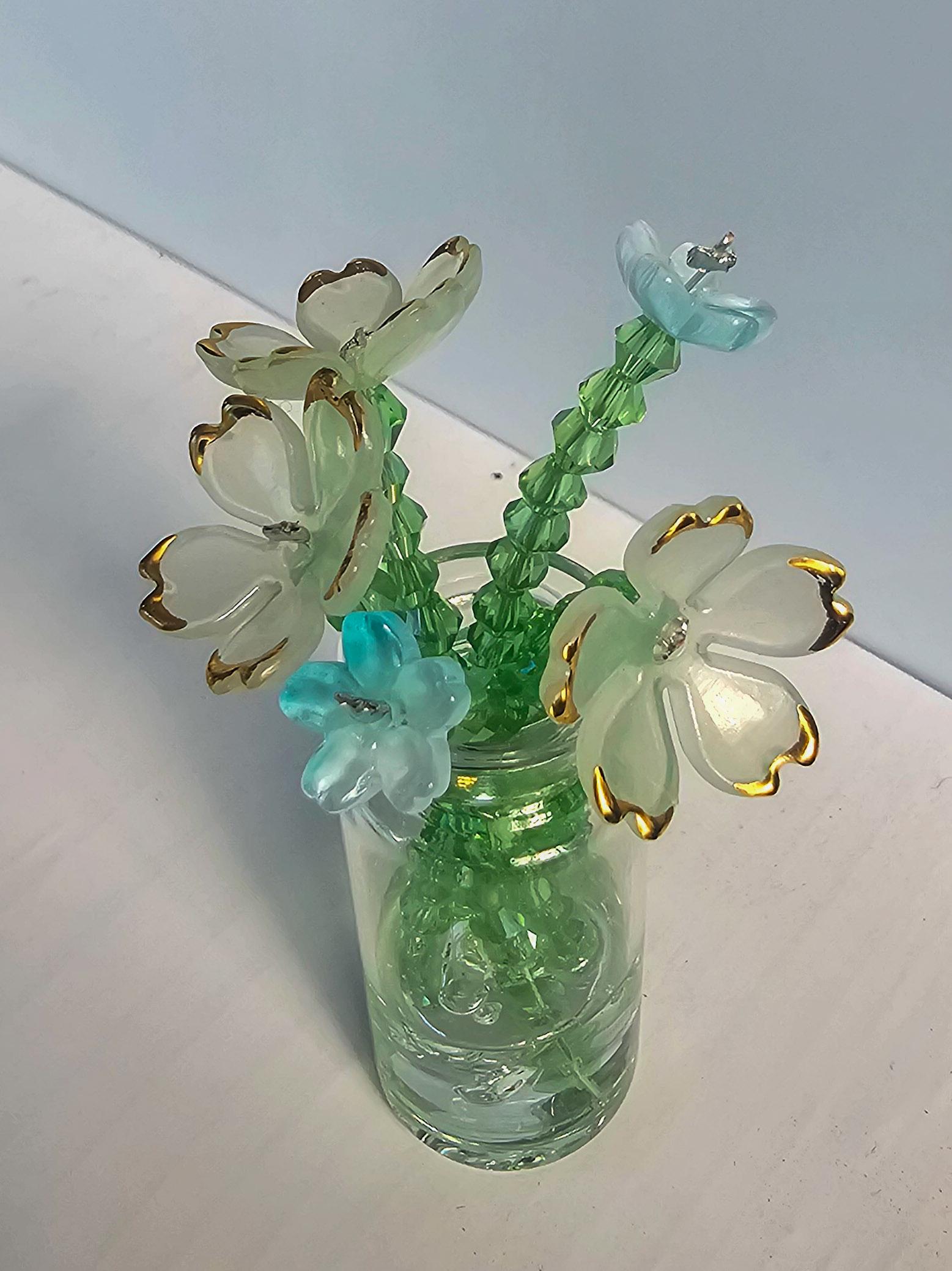 Handmade Glass Bead Flower in Mini Vase Magnet| Unique Beaded Floral Home Décor - Thumbnail 4