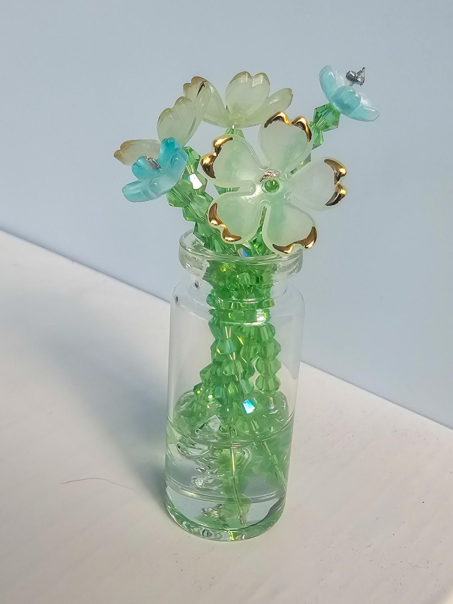 Handmade Glass Bead Flower in Mini Vase Magnet| Unique Beaded Floral Home Décor - Thumbnail 3