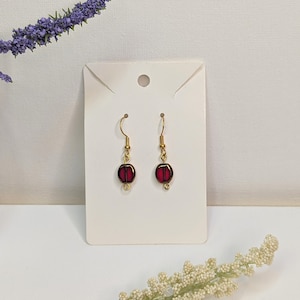 Red Earrings with a Gold Outline – Handmade Minimalist Jewelry, Modern Dangle Earrings, Unique Gift for Her, Everyday Earrings