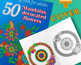 Flower Mandala coloring book | Adult coloring book | printable Flower coloring book | Adult printable coloring pages + hard cover