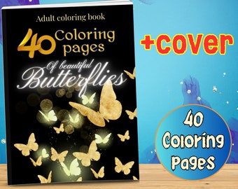 40 cute Butterflies Coloring Pages | flower wing Butterfly Coloring book | Adult Coloring Pages | Instant Download | Printable PDF