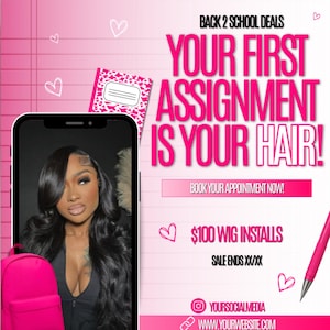 DIY Back to School Salon Flyer: Hair, Lashes, Nails Canva Template (Digital Download)