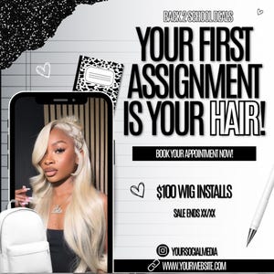 DIY Back to School Salon Flyer: Hair, Lashes, Nails (Canva Template - Digital Download