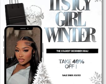 Winter Beauty Booking Flyer: Hairstylist - Lash Tech - Nail Tech - MUA, Canva Template (Digital Download)