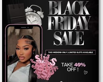 Black Friday Sales Flyer: Hair, Lash, Nail Tech Template (Digital Download)