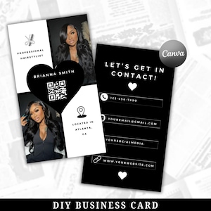 DIY Visitenkarte Vorlage, QR-Code Visitenkarte,DIY Canva Visitenkarte Vorlage für Hair Stylists, Makeup Artists, Nail Techs, Lash Techs