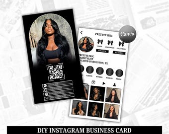DIY Instagram QR Code Business Card Template: Canva Editable (Digital Download)