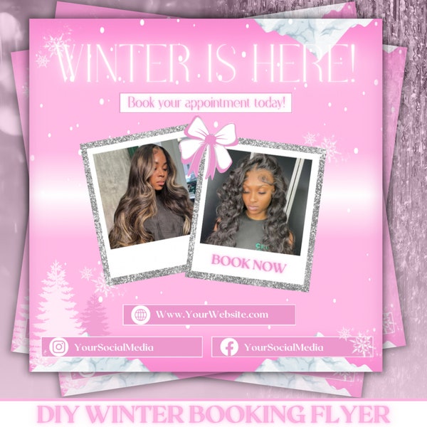 DIY Winter Booking Flyer | December Booking Flyer | Christmas Flyer  | Winter Season Flyer | Hair Lash Flyer | Nail Tech Flyer | Book Now
