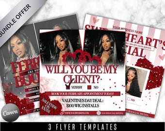 Valentines Day Booking Flyer: DIY Canva Template (Digital Download)