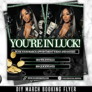 St. Patrick's Day Beauty Flyer Template - March Booking, Canva Editable (Digital Download)