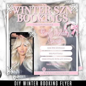DIY Winter Booking Flyer | December Booking Flyer | Christmas Flyer  | Winter Season Flyer | Hair Lash Flyer | Nail Tech Flyer | Book Now