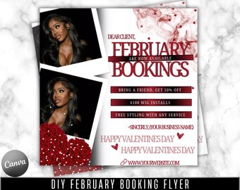 February Valentine&#39;s Day Booking Flyer: DIY Canva Template (Digital)