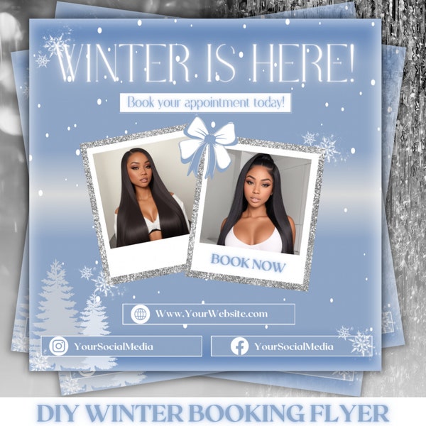 DIY Winter Booking Flyer | December Booking Flyer | Christmas Flyer  | Winter Season Flyer | Hair Lash Flyer | Nail Tech Flyer | Book Now