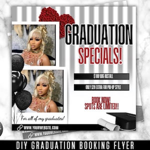 DIY Graduation Specials Flyer: Hair, Lashes, Nails (Canva Template)
