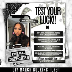 DIY March Booking Flyer, Deal or No Deal Flyer, St Patricks Day Booking  Flyer,  Makeup, Hair, Lashes, Nails, DIY Canva Template