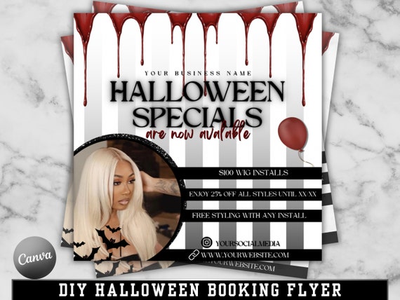 October Booking Flyer DIY Template, Customizable Halloween Themed Flyer, DIY Spooky Szn Flyer for Makeup, Hair, Lashes, Nails, Book Today