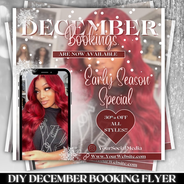 DIY December Appointment Flyer | Christmas Hair Flyer | Holiday Deals | Mua Lash Tech Flyer | Hair Nail Tech Flyer | Holiday Book Now Flyer