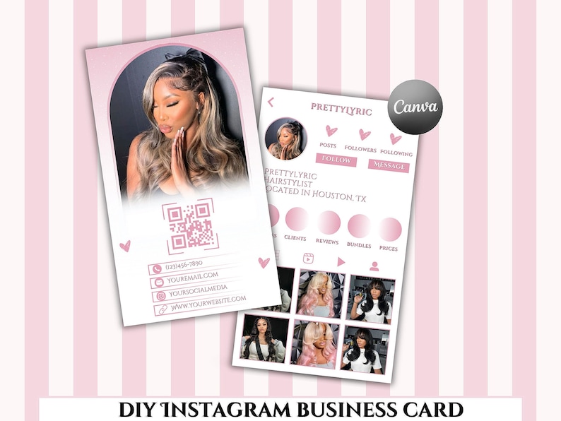 DIY Instagram Business Card Template: QR Code Canva Design (Digital Download) image 1