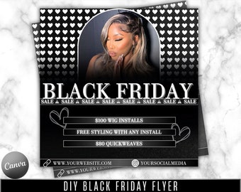 Flyer DIY Black Friday | Flyer de vendas Black Friday | Flyer de ofertas Pink Friday | Flyer de cabelo | Flyer Nail Tech | Lash Tech | Reserve agora