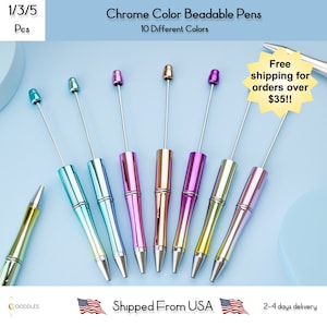 Chrome Color Beadable Pens, Beadable Pens, DIY Beadable Pens, Beadable Ballpoint Pens