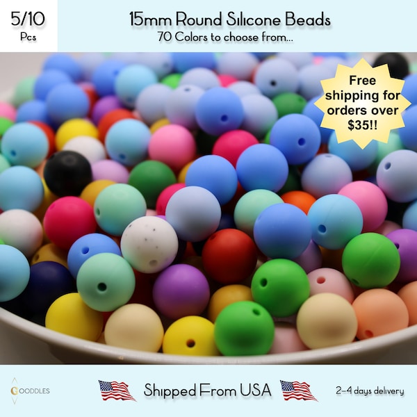 5pcs, 15mm Silicone Beads, Solid Color Round Silicone Beads for Pens and DIY, Wholesale Silicone Beads, Silicone Beads, Loose Silicone Beads