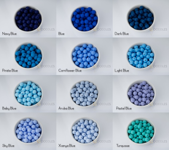 12mm Sky Blue Silicone Beads, Silicone Beads in Bulk, 12mm