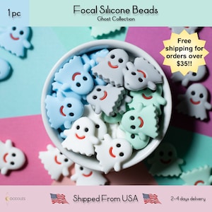Ghost Silicone Beads, Focal Silicone Beads for Pens and DIY, Wholesale Silicone Beads, Silicone Beads, Loose Halloween Beads