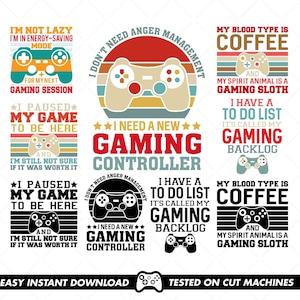 Paquete de juegos retro SVG, Gamer svg, Lazy gamer svg, Game boy Svg, Sublimación, Cortar archivo, Cricut Ready, Descarga instantánea