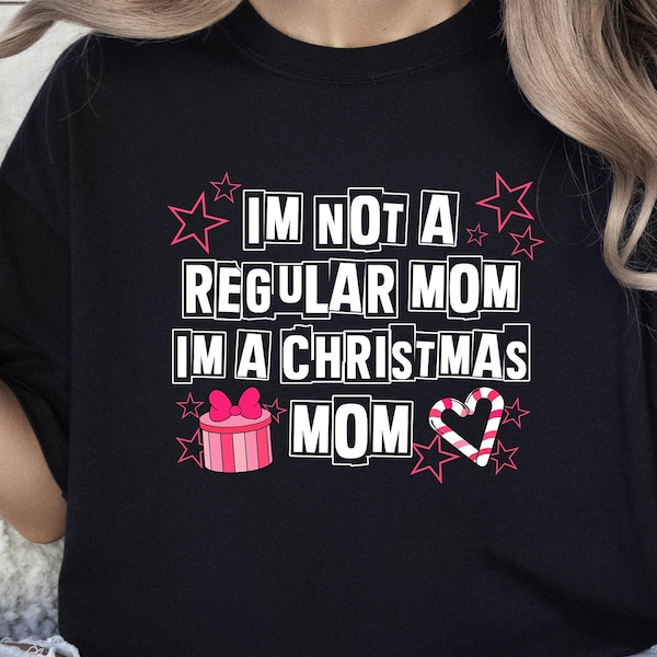 Christmas Mom SVG PNG EPS, I'm Not A Regular Mom svg, Christmas mom gift svg, Holiday Seasonal Winter Pink Girly With Stars and Candy Canes