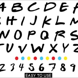 Friendship Font SVG, Font Svg Png, Alphabet Letter, Number, Dots, Friends Font for Cricut, Friends Font TTF, Clipart, Cricut vector Cut file
