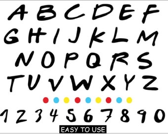 Friendship Font SVG, Font Svg Png, Alphabet Letter, Number, Dots, Friends Font for Cricut, Friends Font TTF, Clipart, Cricut vector Cut file