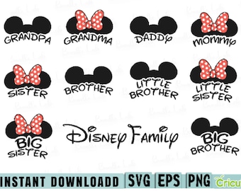 Mouse Family Svg, Micky Mouse and Minni Mouse Svg, Layered, Micky Ears Svg, Family Svg, Micky Svg, Cricut Cut File, Instant Download