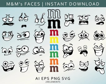 Candy faces with "m" SVG digital cut file, Lower case m candy faces svg, Halloween candy faces with M svg, Halloween costume, candy svg/M's