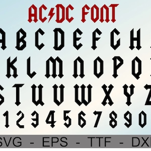 Heavy Metal lettertype, Hard Rock lettertype, lettertype Svg, ACDC lettertype, digitale download, SVG, Instant Download