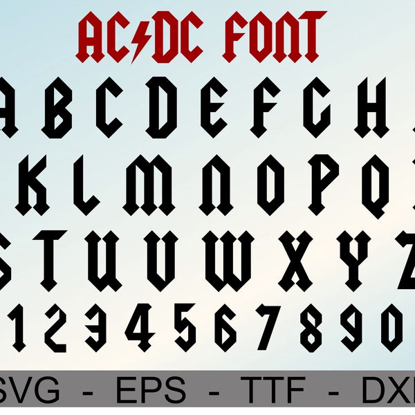 Heavy Metal Font, Hard Rock Font, Font Svg, ACDC Font, Digital Download, SVG, Instant Download