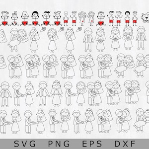 Enorme pacchetto di figurine di figurine clipart, SVG, clip art di famiglia Stick People, adesivo di famiglia SVG, uso personale e commerciale immagine 3