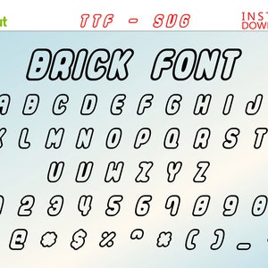 レンガフォント、レンガ愛好家フォント、SVG TTF、Cricut 対応、即時ダウンロード、使いやすい