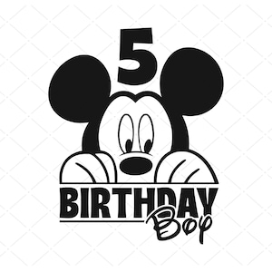 Cinquième anniversaire Svg Svg Cricut, Svg 5e anniversaire, Svg souris pour les enfants de 5 ans, anniversaire enfant fichier numérique SVG pour Cricut & fichiers de coupe PNG