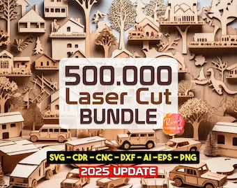 Lasergesneden bundel en graveerbestanden, SVG, ontwerpen voor diode-, CO2- en fiberlasers | Compatibel met Lightburn en Xtool, laserprojectbestanden svg