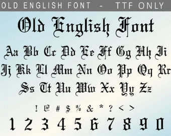 Old English Font, TTF, Cricut, Silhouette, Vintage Font, Instant Download