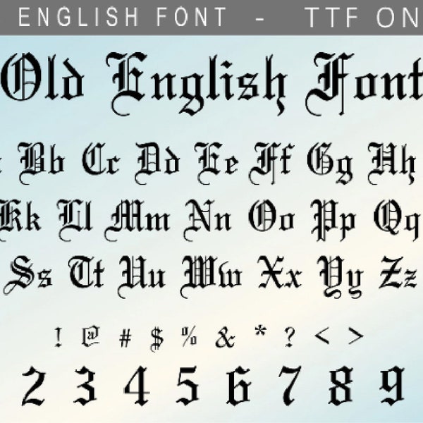 Old English Font, TTF, Cricut, Silhouette, Vintage Font, Instant Download