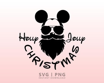 Holly Jolly Mickey SVG, Mickey Santa SVG, Mouse SVG, Regalo personalizzato Svg, Cricut Ready, Svg Png Eps Ai, Download istantaneo