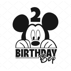 Deuxième anniversaire Svg Svg Cricut, 2e anniversaire Svg, Svg souris pour les enfants de 2 ans, anniversaire enfant fichier numérique SVG pour Cricut & fichiers de coupe PNG