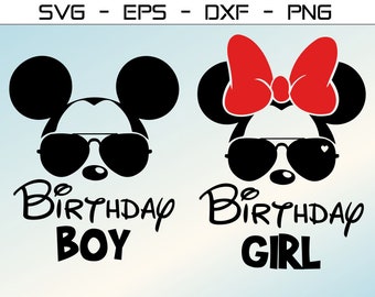Birthday Boy Svg, Birhtday Girl Svg, Birthday Mouse, Mouse Head Svg, Perfect for DIY Gifts and Crafts SVG, Cricut and Silhouette Cut File