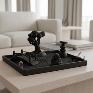 Zen Garden Kit: Black Base, Pick Your Sand Color & Energetic Crystal